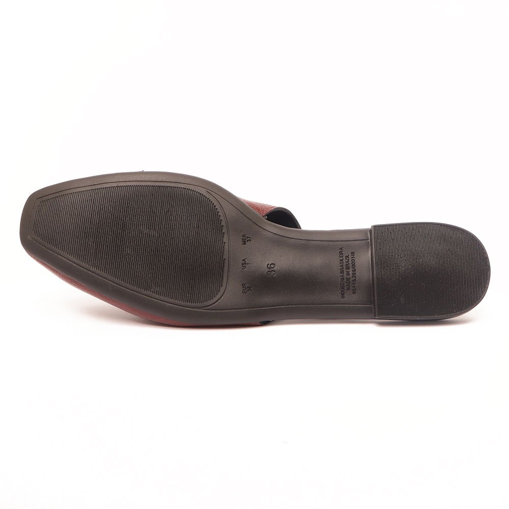 Sapatilha Sapato da Corte Slingback Bico Quadrado Vinho 7