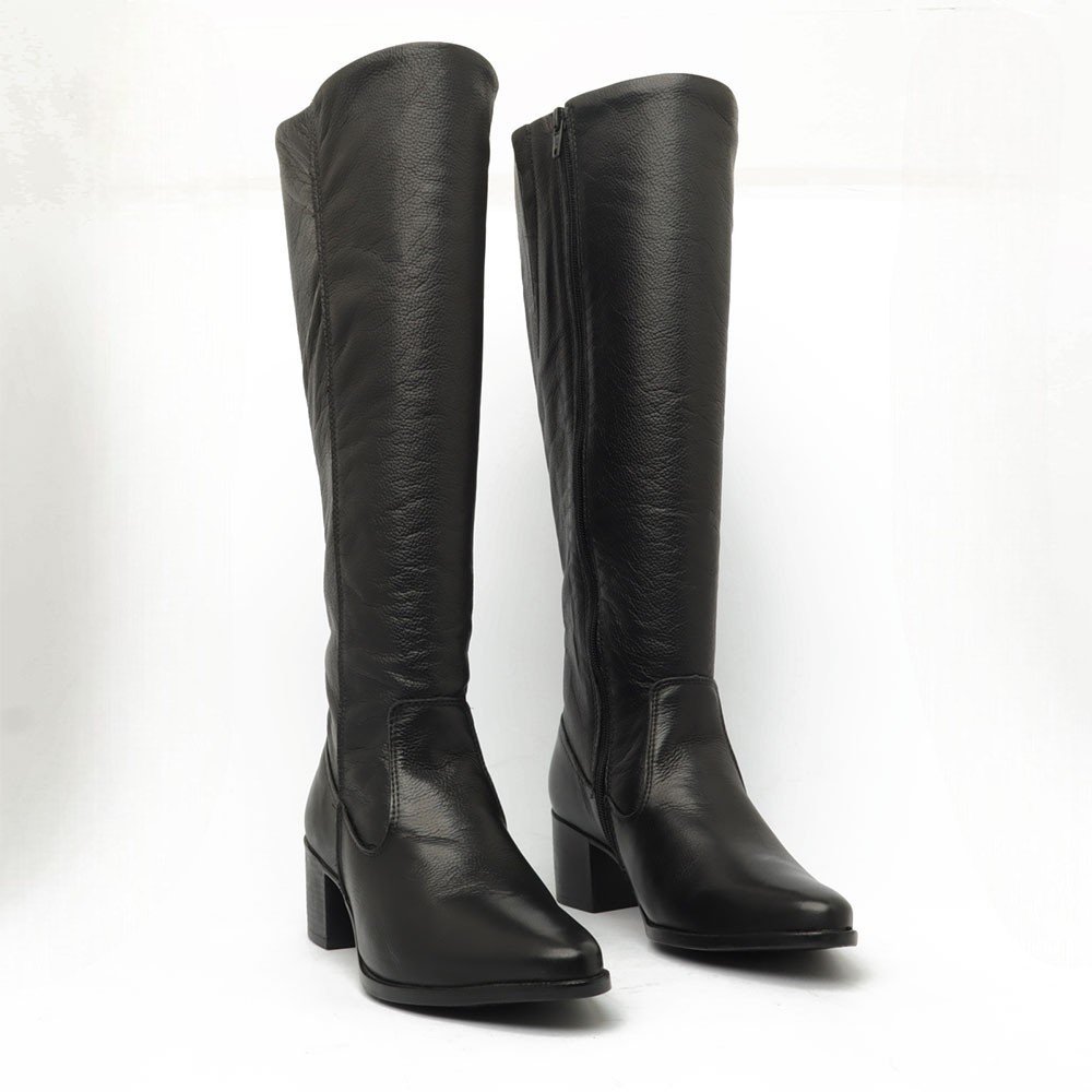 Bota Montaria Sapato Da Corte Salto Bloco Médio Preto 3