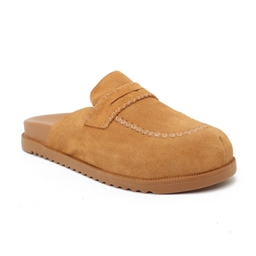Chinelo Clog Sapato Da Corte Nobuck Pesponto Caramelo 4
