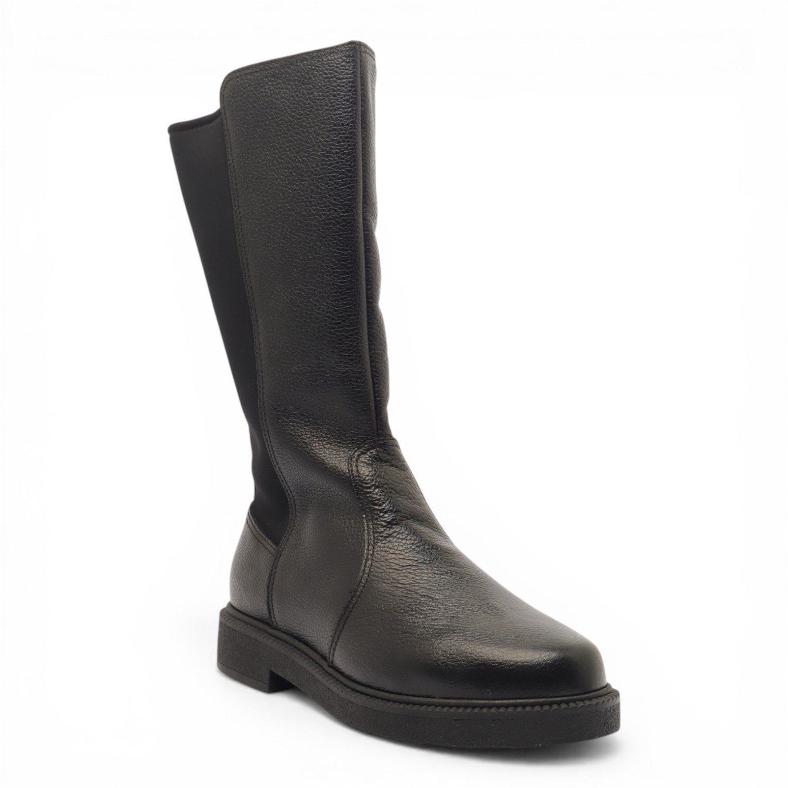 Bota Flat Feminina Sapato Da Corte Cano Médio Com Ajuste - Produto 12 Preto 2