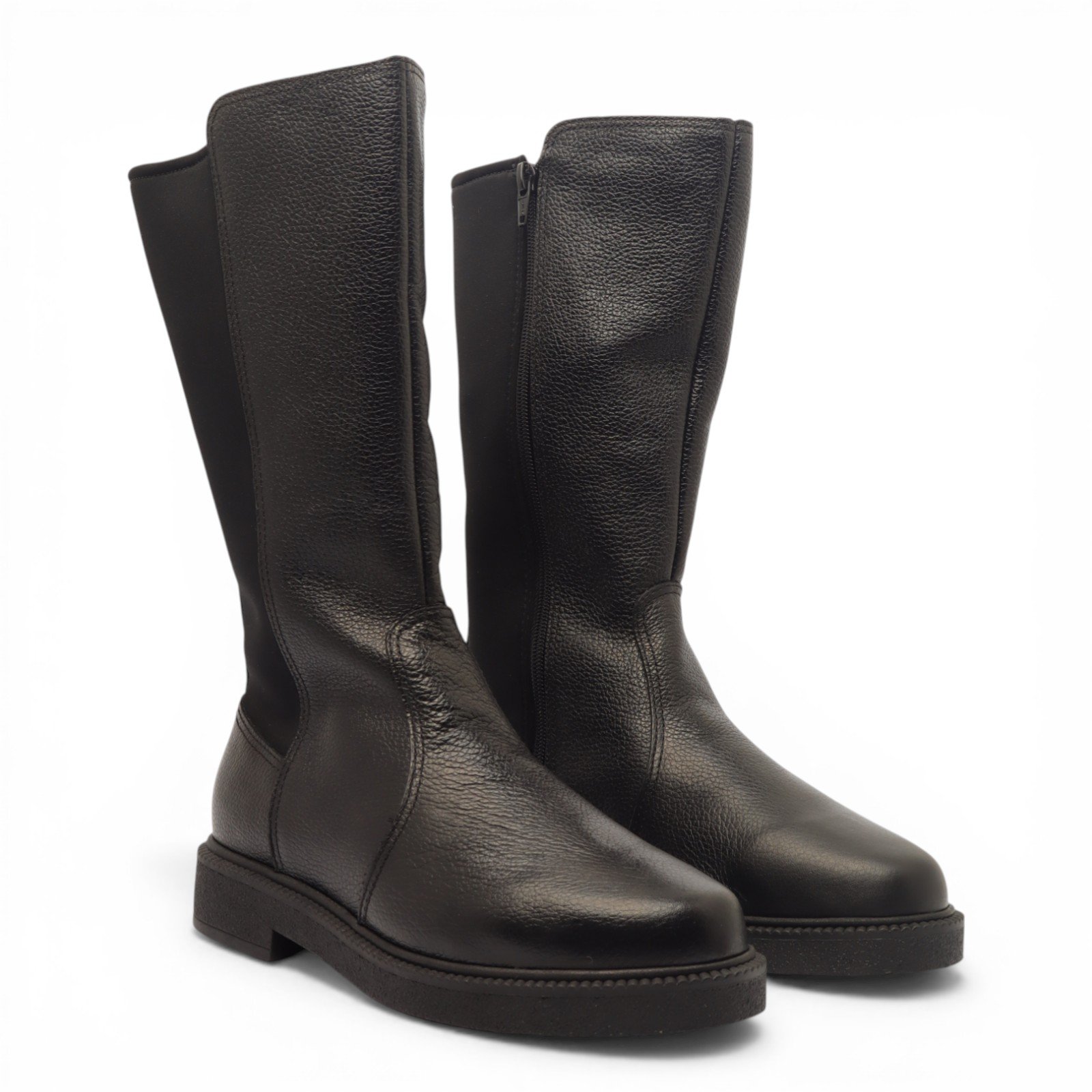 Bota Flat Feminina Sapato Da Corte Cano Médio Com Ajuste - Produto 12 Preto 3
