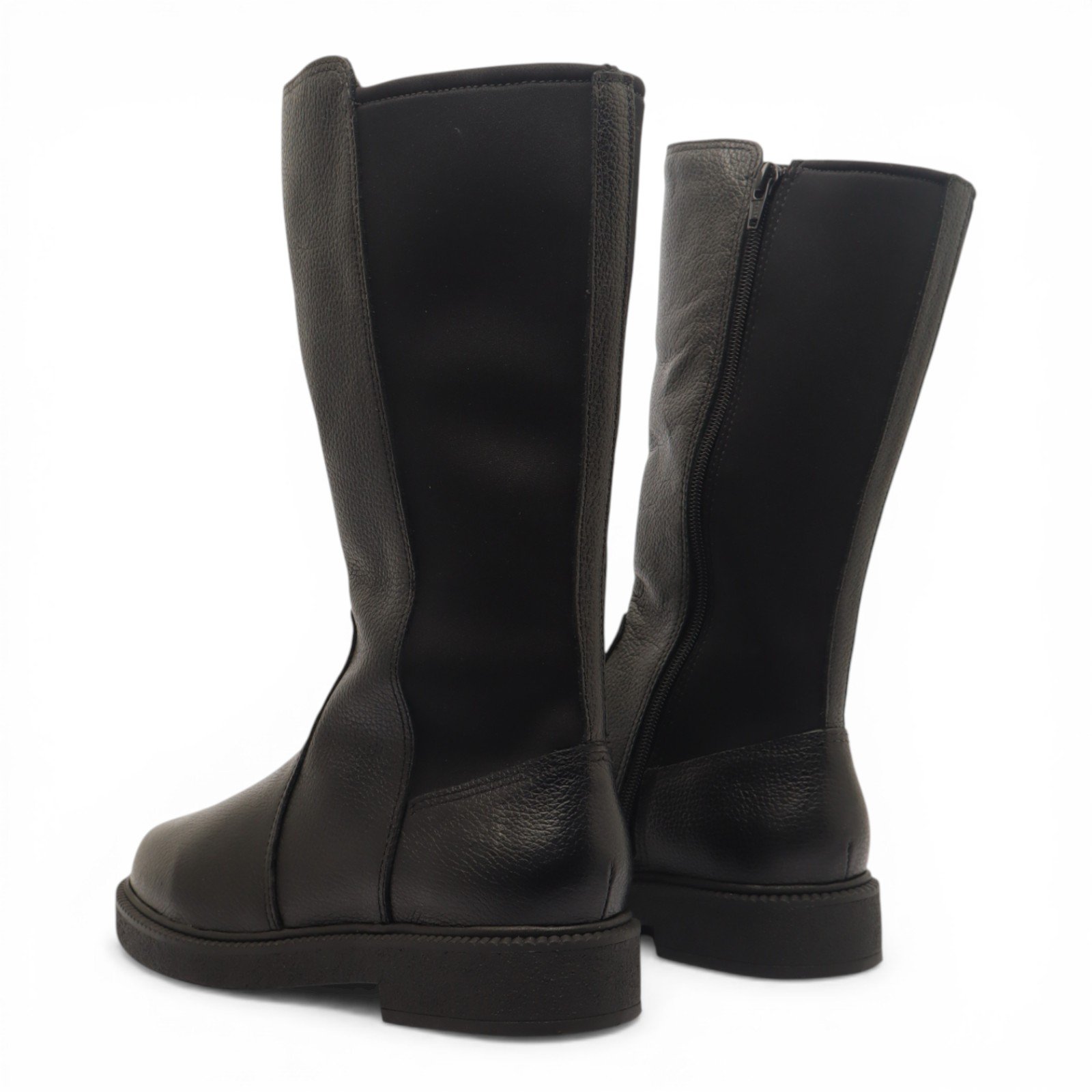Bota Flat Feminina Sapato Da Corte Cano Médio Com Ajuste - Produto 12 Preto 4