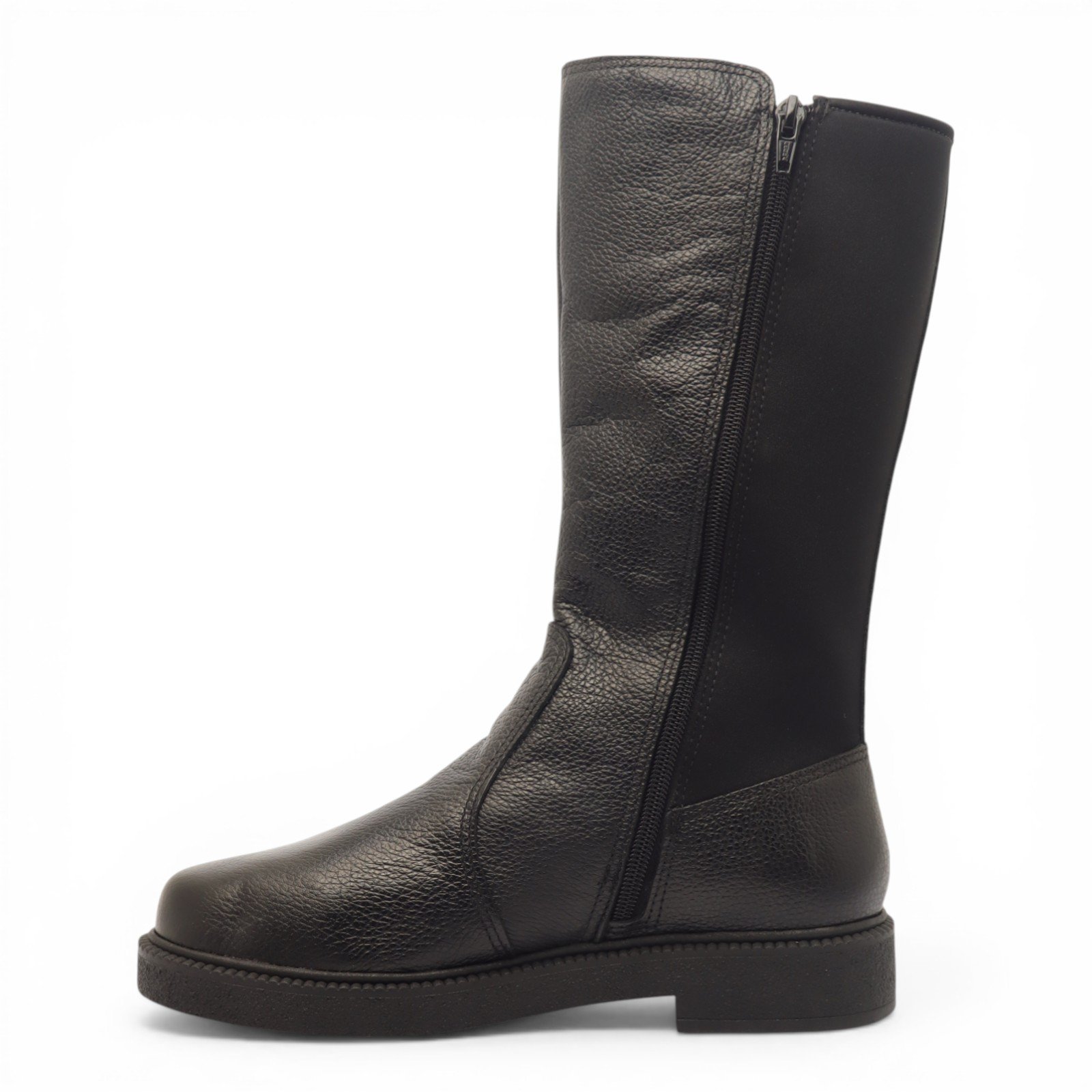 Bota Flat Feminina Sapato Da Corte Cano Médio Com Ajuste - Produto 12 Preto 6