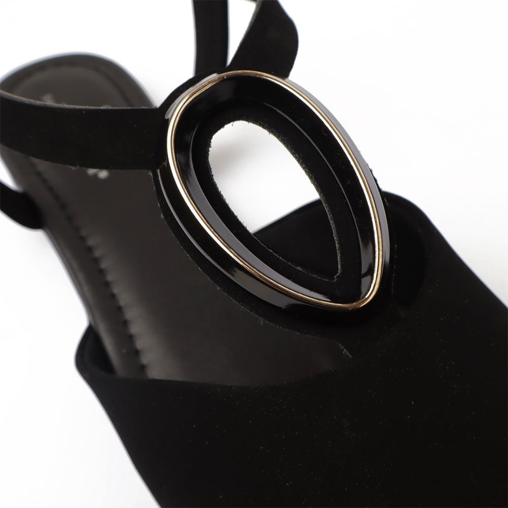 Sapatilha Sapato Da Corte Bico Fino Fechado Detalhe Anel Preto 7