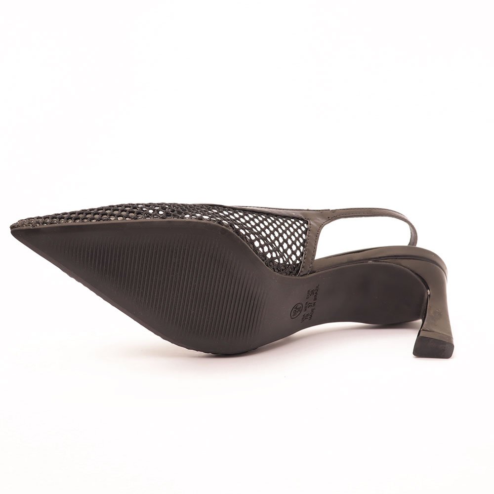 Scarpin Slingback Sapato da Corte Salto Médio Tela Preto 9