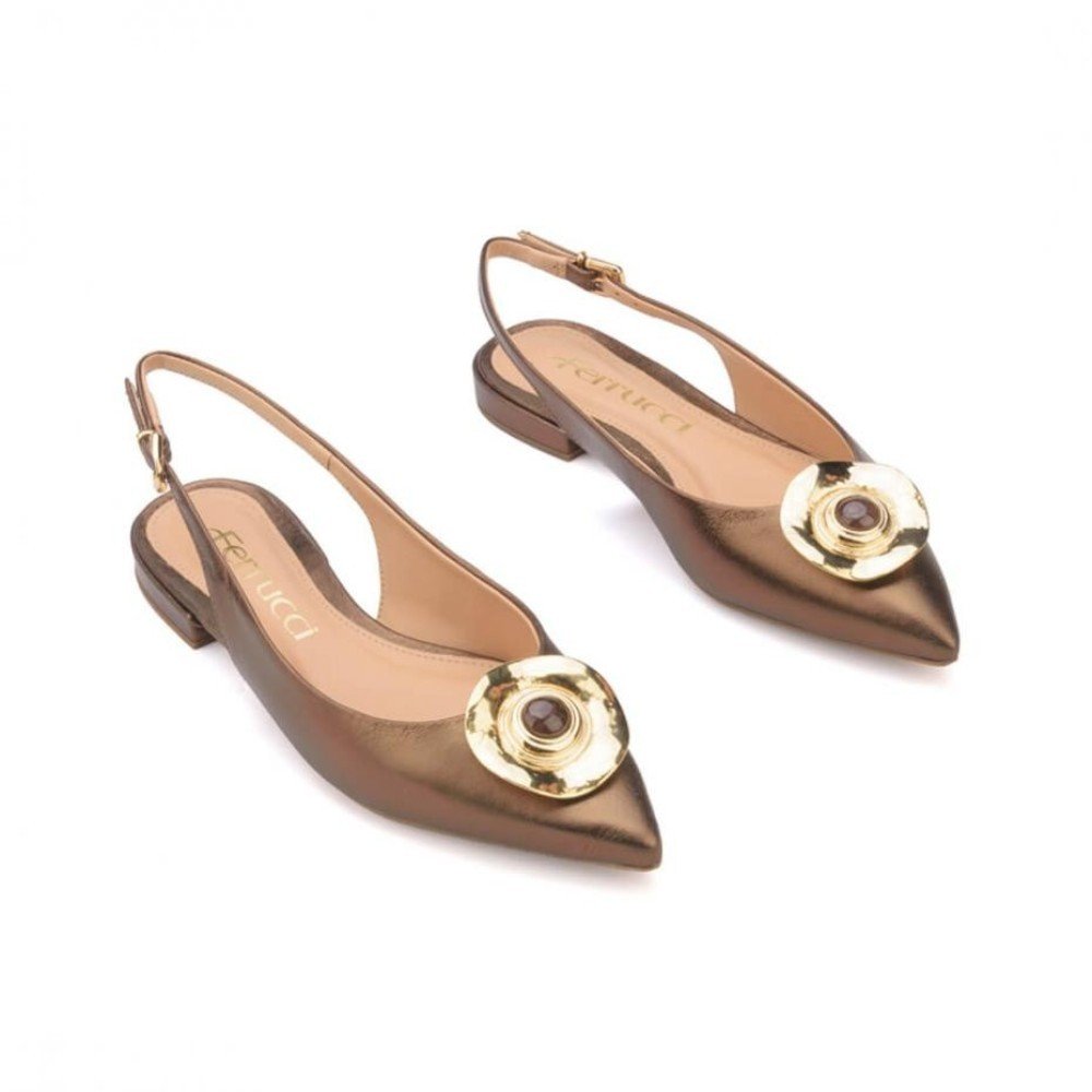 Sapatilha Slingback Ferrucci Fivela Orgânica Bronze 2