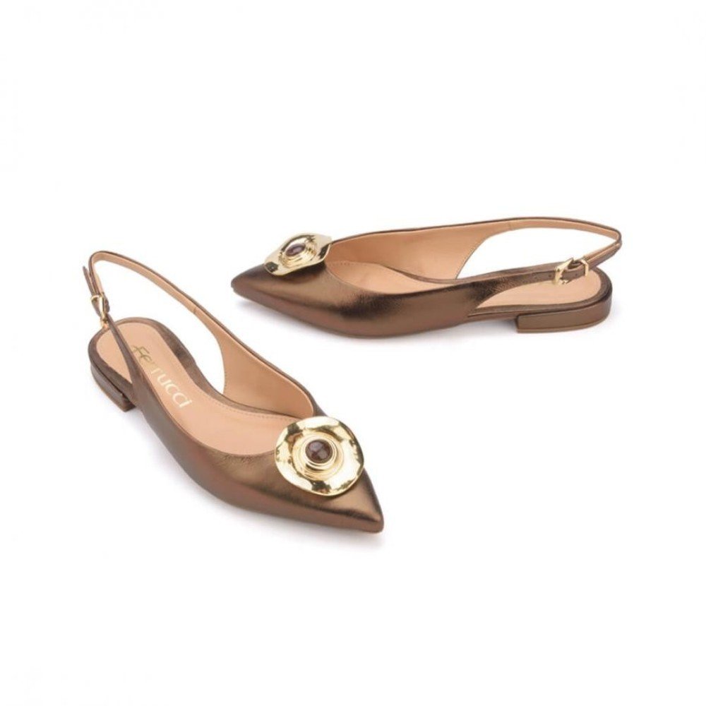 Sapatilha Slingback Ferrucci Fivela Orgânica Bronze 3