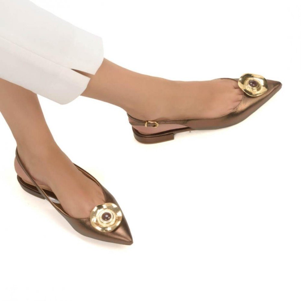 Sapatilha Slingback Ferrucci Fivela Orgânica Bronze 4