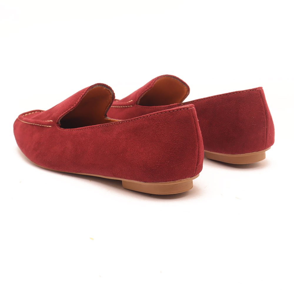 Mocassim Sapato da Corte Pesponto Liso Vermelho 4