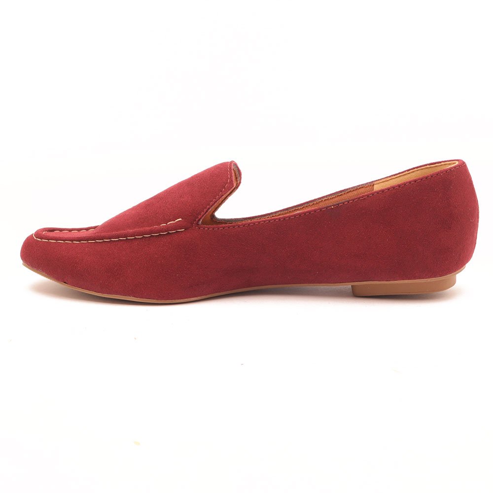 Mocassim Sapato da Corte Pesponto Liso Vermelho 6