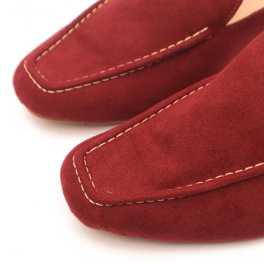 Mocassim Sapato da Corte Pesponto Liso Vermelho 7