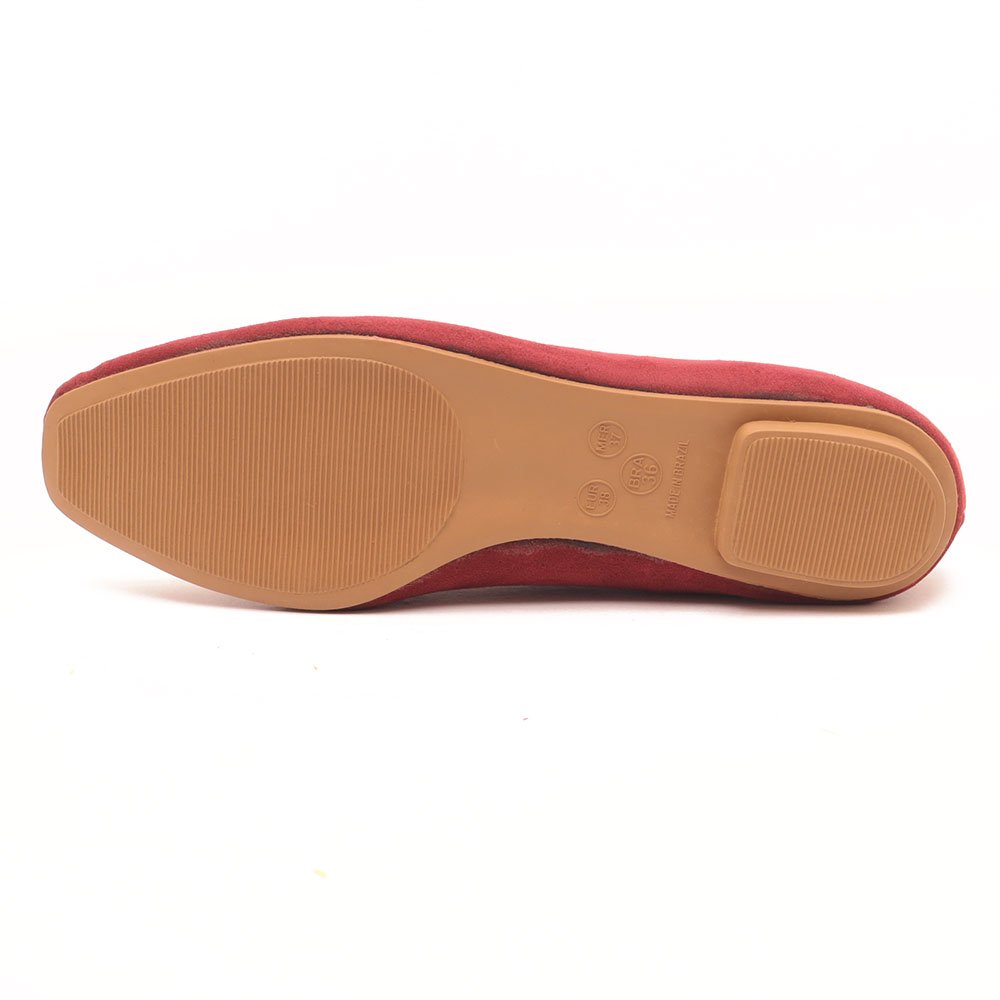 Mocassim Sapato da Corte Pesponto Liso Vermelho 8