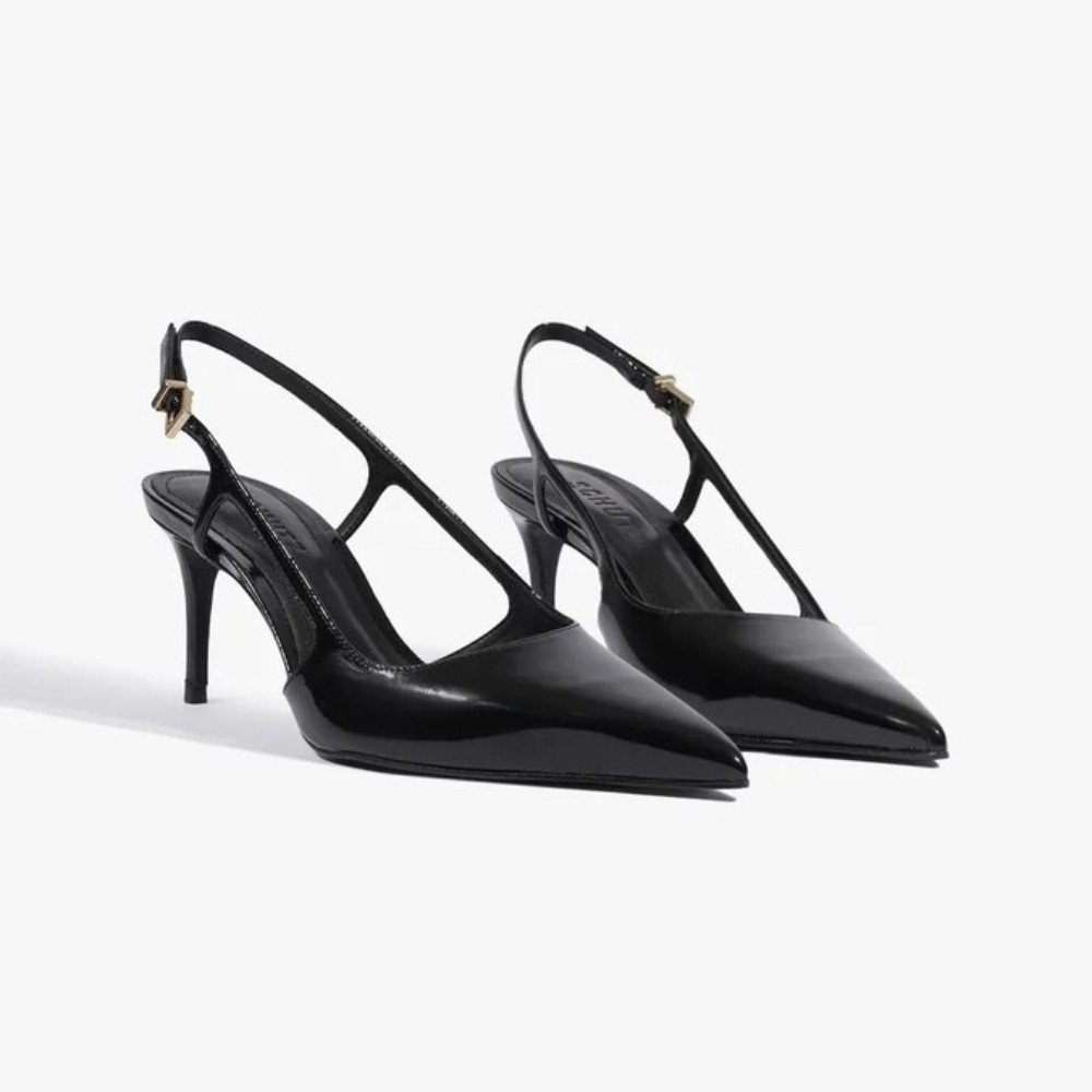 Scarpin Schutz Boris Mid Couro Verniz Preto 2