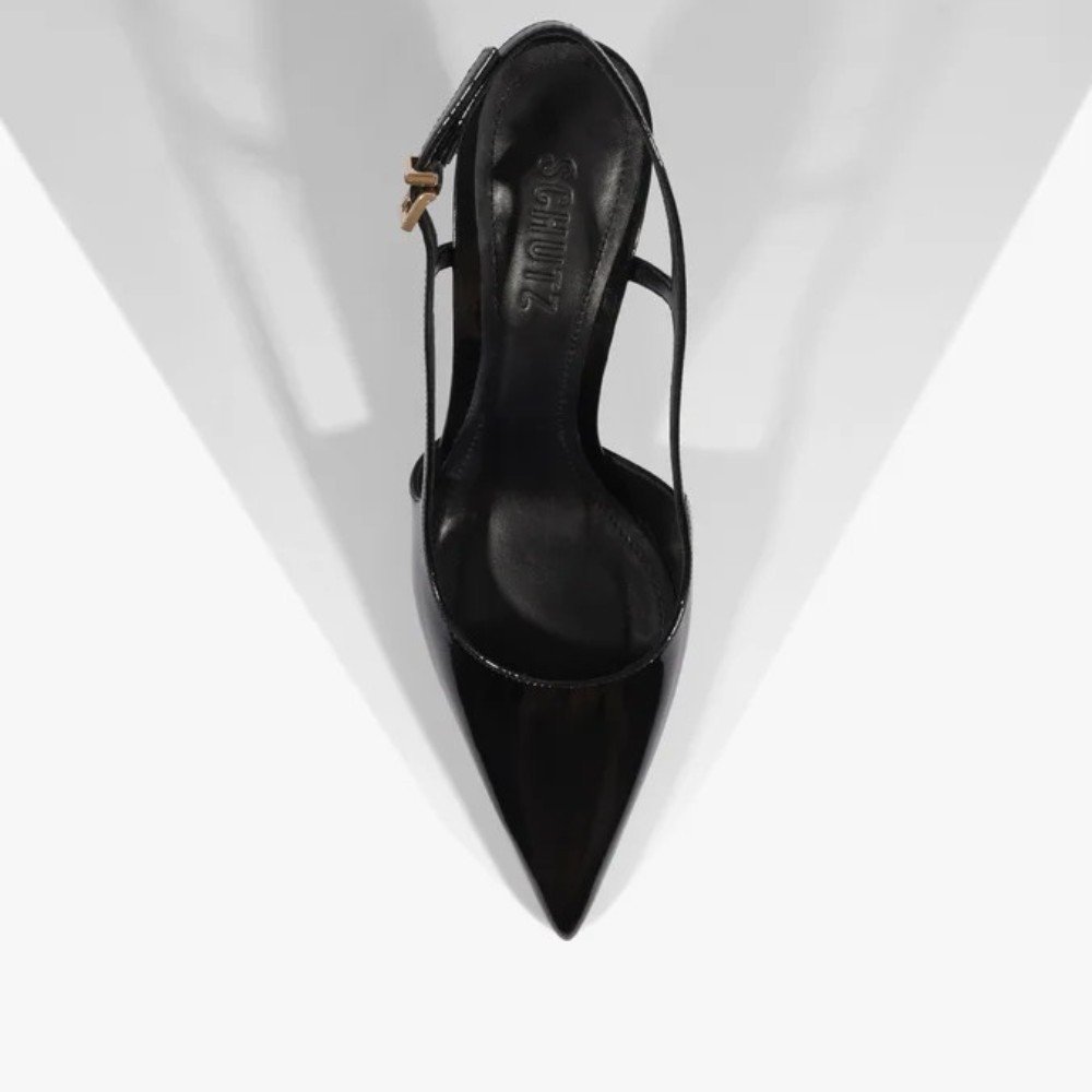 Scarpin Schutz Boris Mid Couro Verniz Preto 4