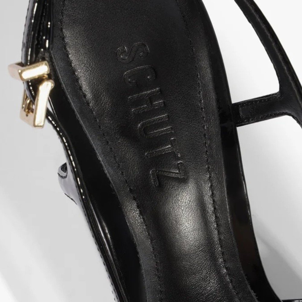 Scarpin Schutz Boris Mid Couro Verniz Preto 7