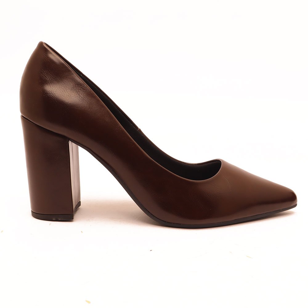 Scarpin Sapato da Corte Salto Bloco Alto Bico Fino