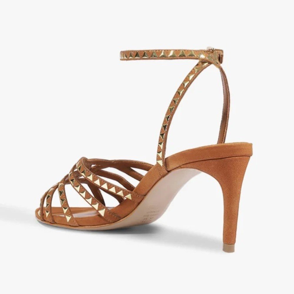 Sandália Feminina Schutz Millão Couro Spikes Caramelo 4