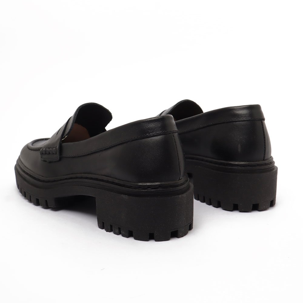Mocassim Sapato Da Corte Tratorado Couro Preto 4