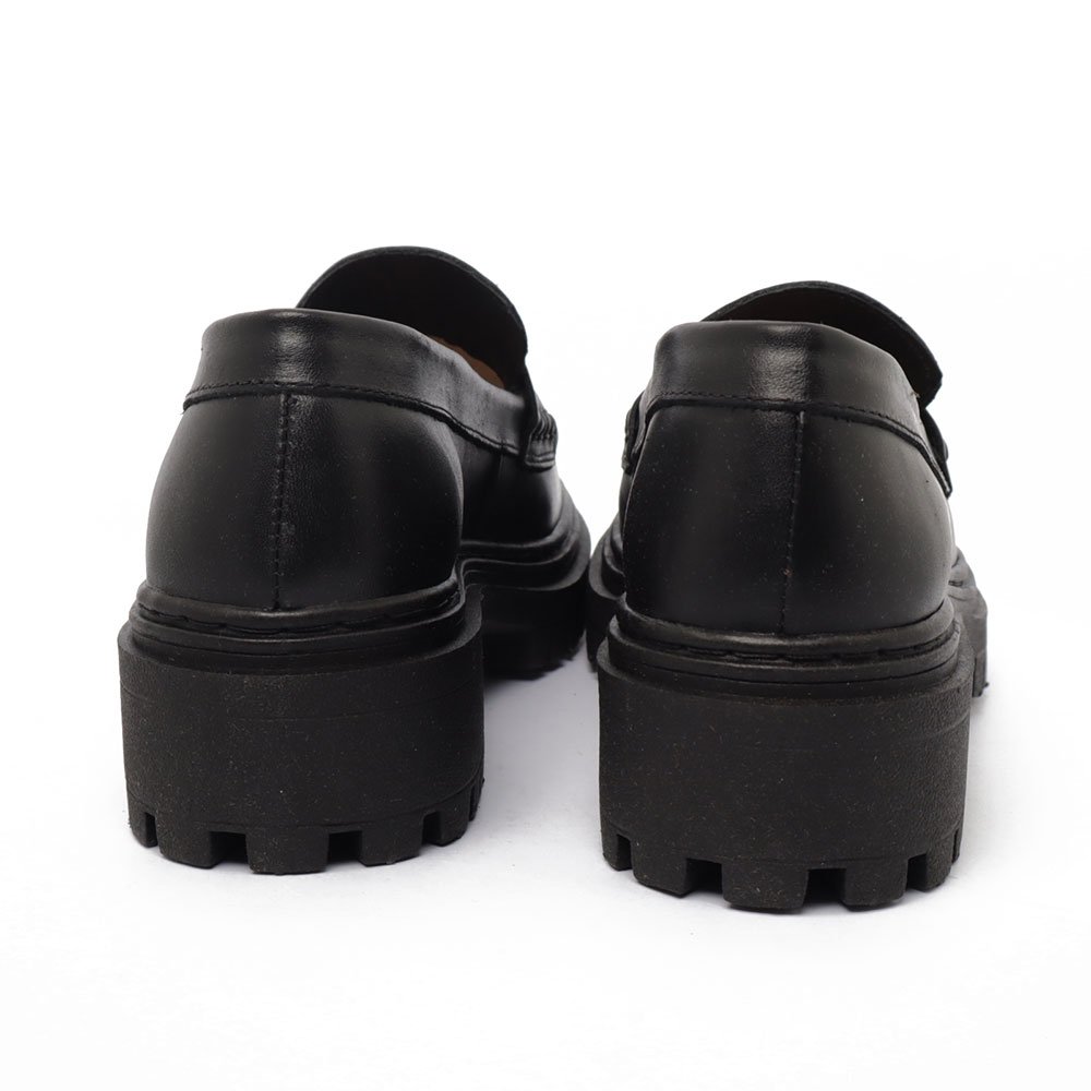 Mocassim Sapato Da Corte Tratorado Couro Preto 8