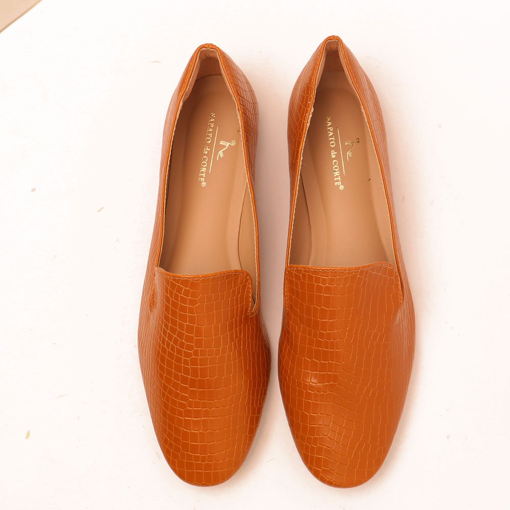 Mocassim Sapato da Corte Flat Bico Oval Caramelo 5