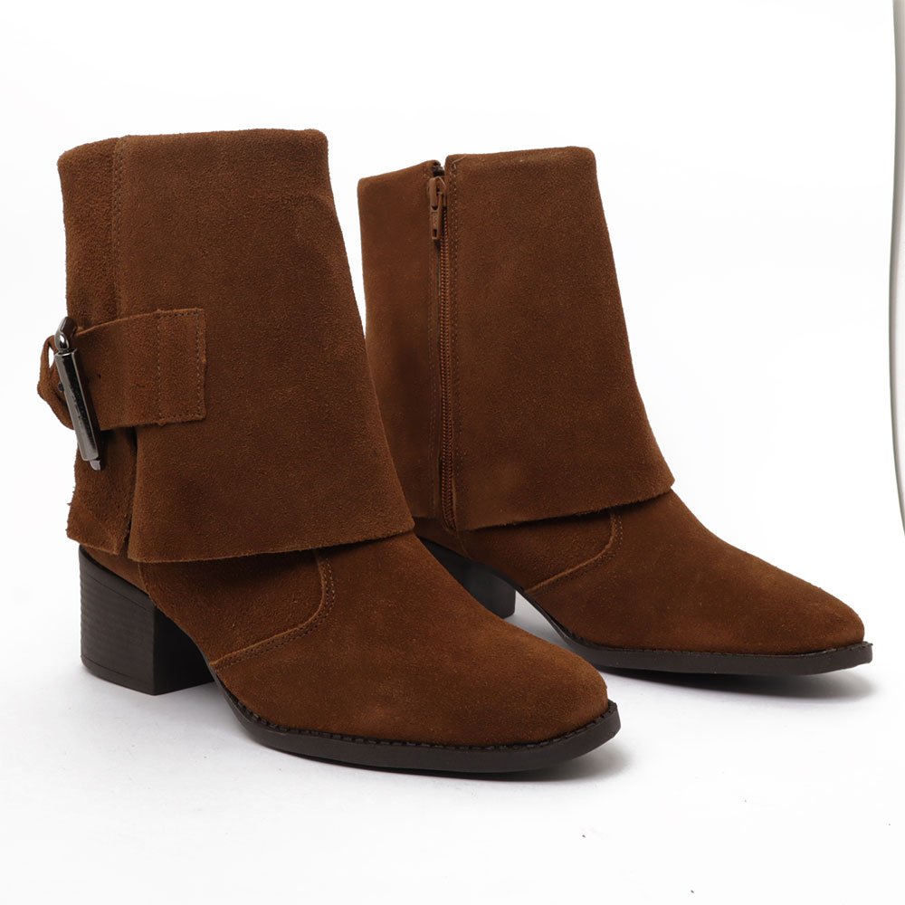 Bota Feminina Sapato Da Corte Salto Bloco Médio Capa Caramelo 3