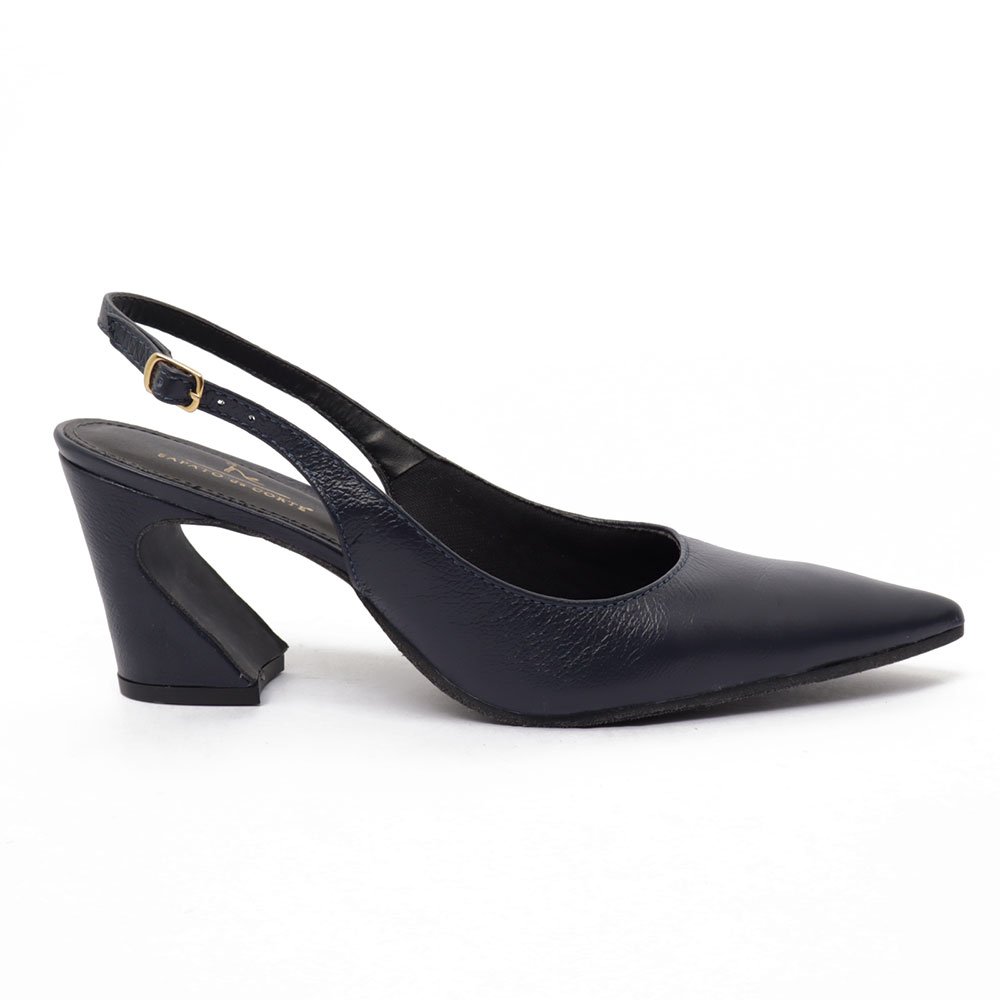 Slingback Sapato Da Corte Salto Médio Vírgula  Couro