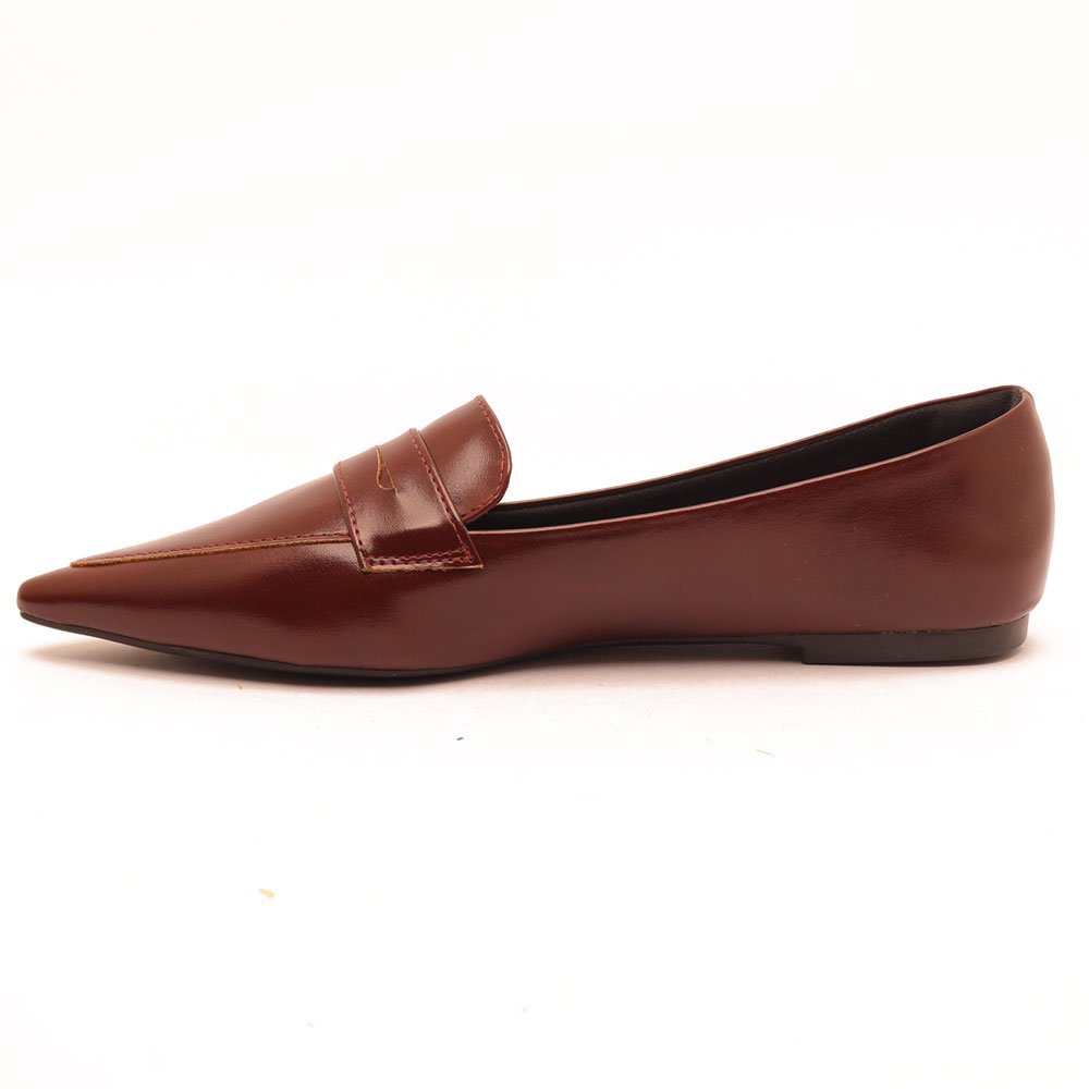 Mocassim Sapato da Corte Bico Fino Olho de Gato Marrom 6