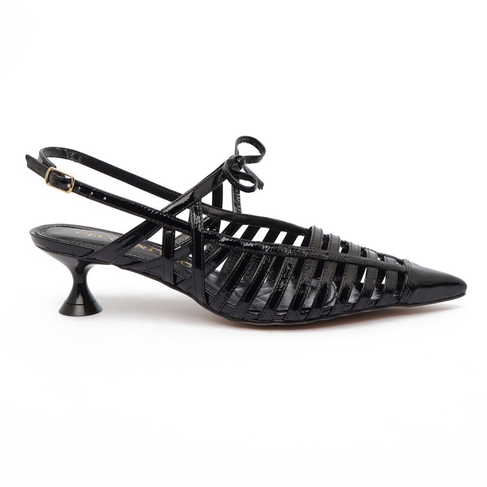 Slingback Cecconello Vazado Salto Baixo Couro