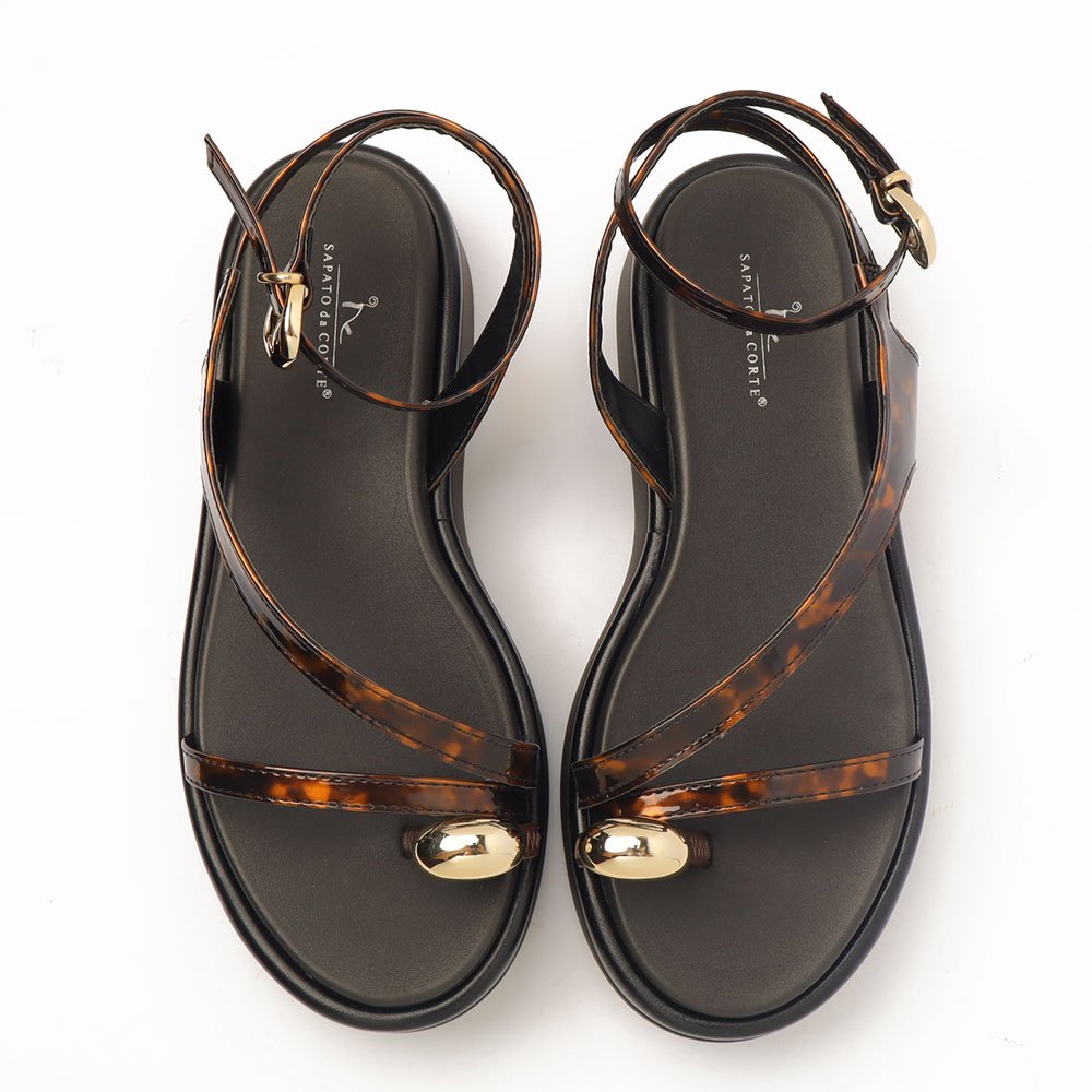 Papete Feminina Sapato Da Corte Flatform Estampada Tartaruga 5