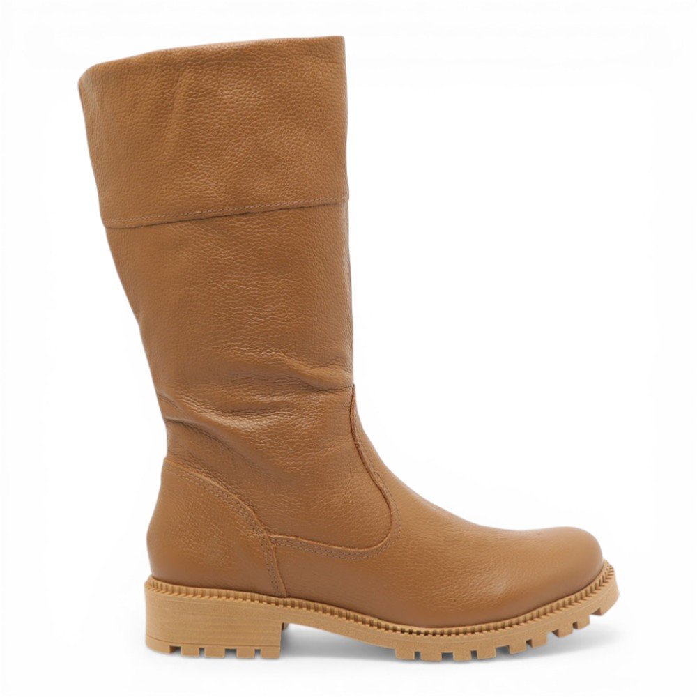 Bota Feminina Sapato Da Corte Cano Médio Flat Salto Tratorado - Produto 11