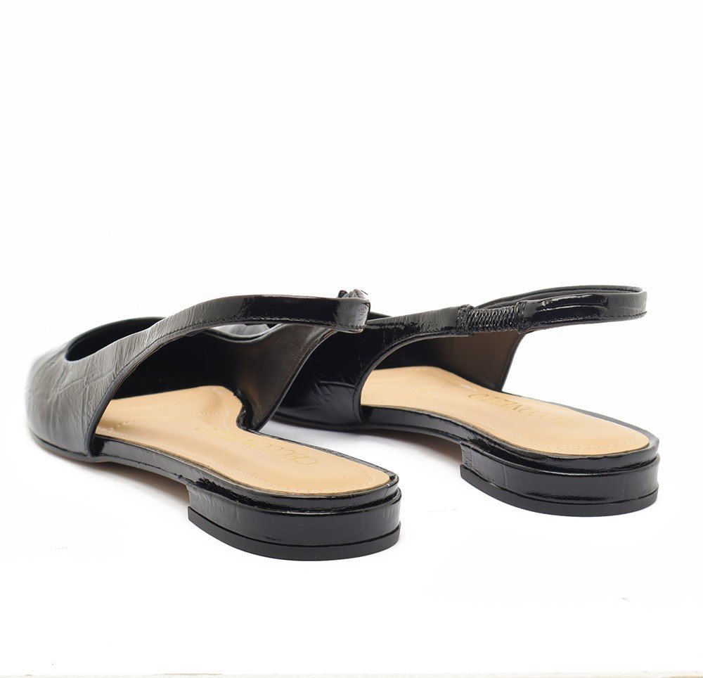 Sapatilha Slingback Cecconello Bico Quadrado Preto 4