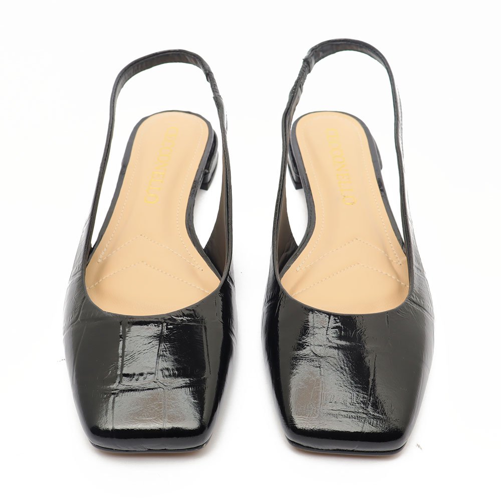 Sapatilha Slingback Cecconello Bico Quadrado Preto 5