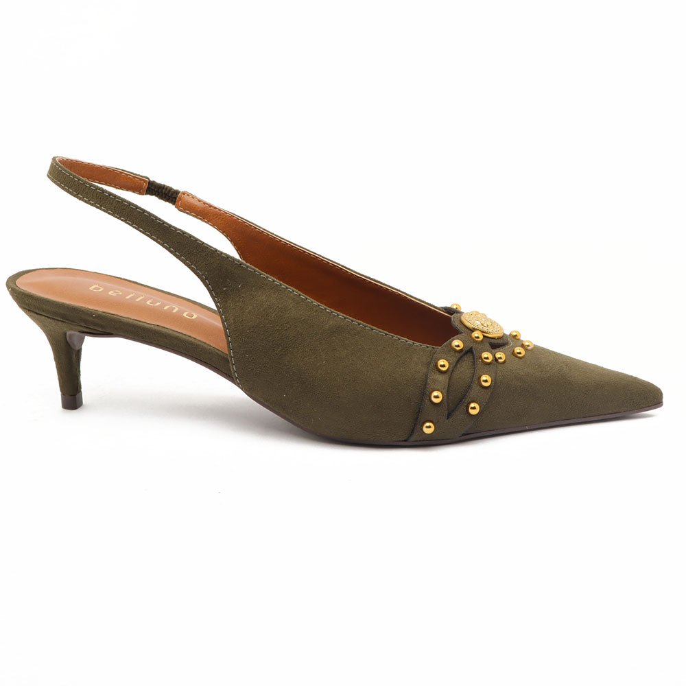 Slingback Belluno Salto Fino Baixo Tachas Moeda