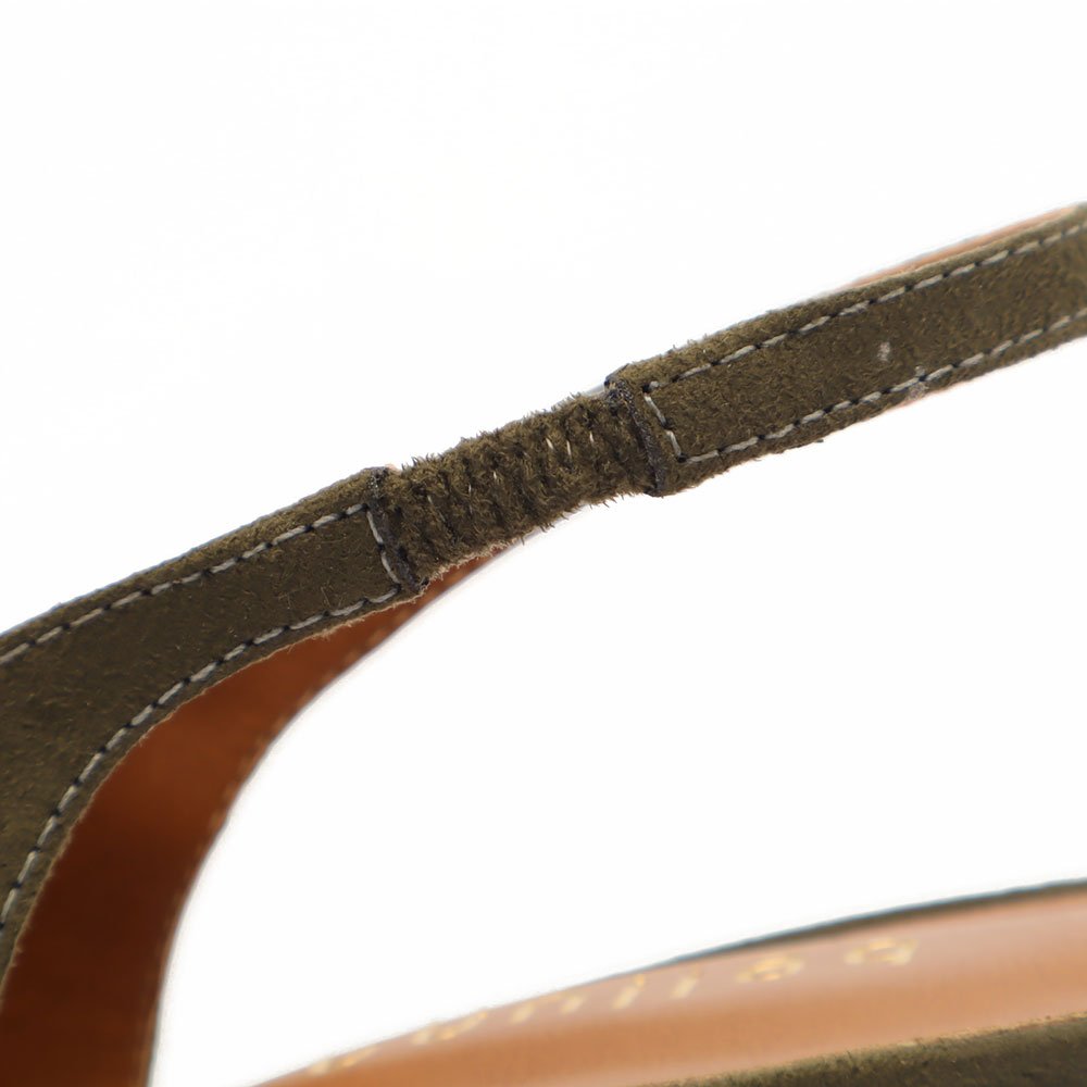 Slingback Belluno Salto Fino Baixo Tachas Moeda Verde Militar 11