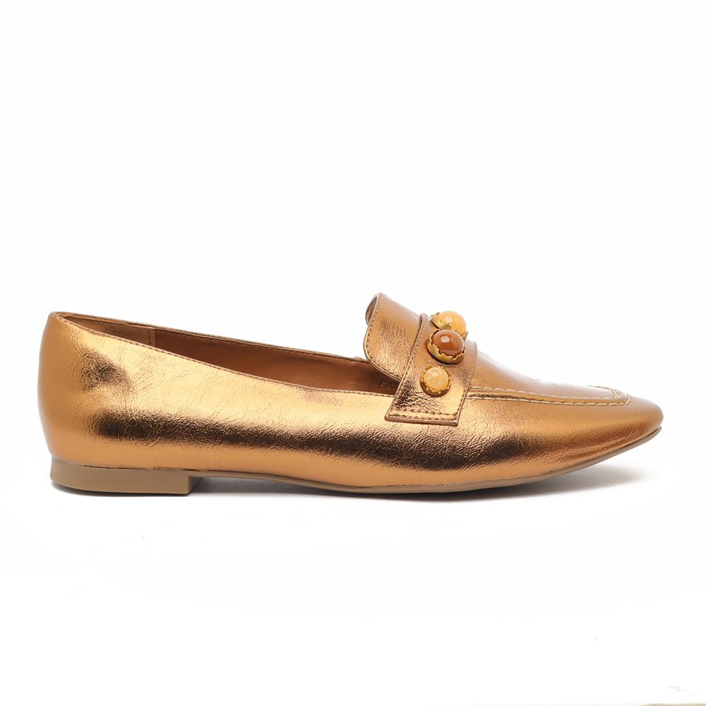 Mocassim Belluno Flat Pedras Bronze 1