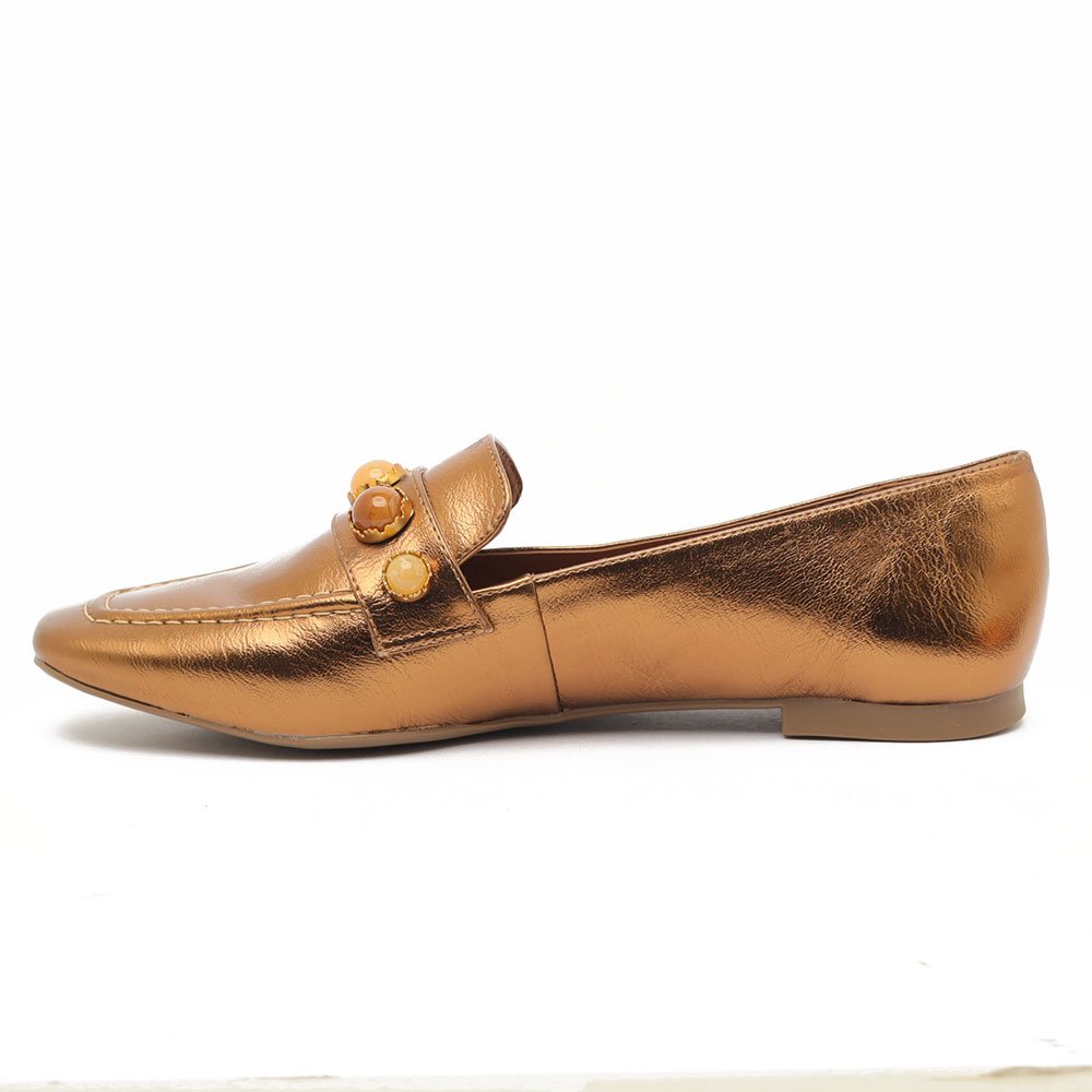 Mocassim Belluno Flat Pedras Bronze 6