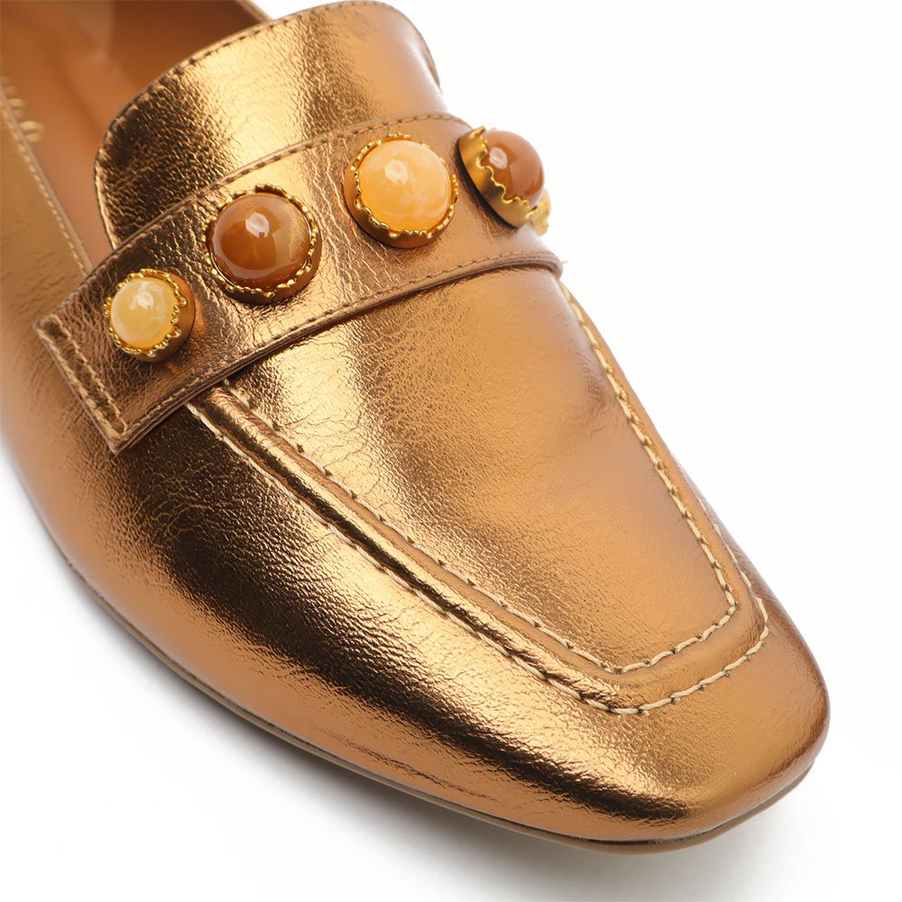 Mocassim Belluno Flat Pedras Bronze 8