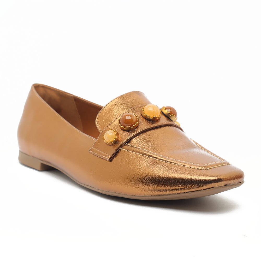 Mocassim Belluno Flat Pedras Bronze 2