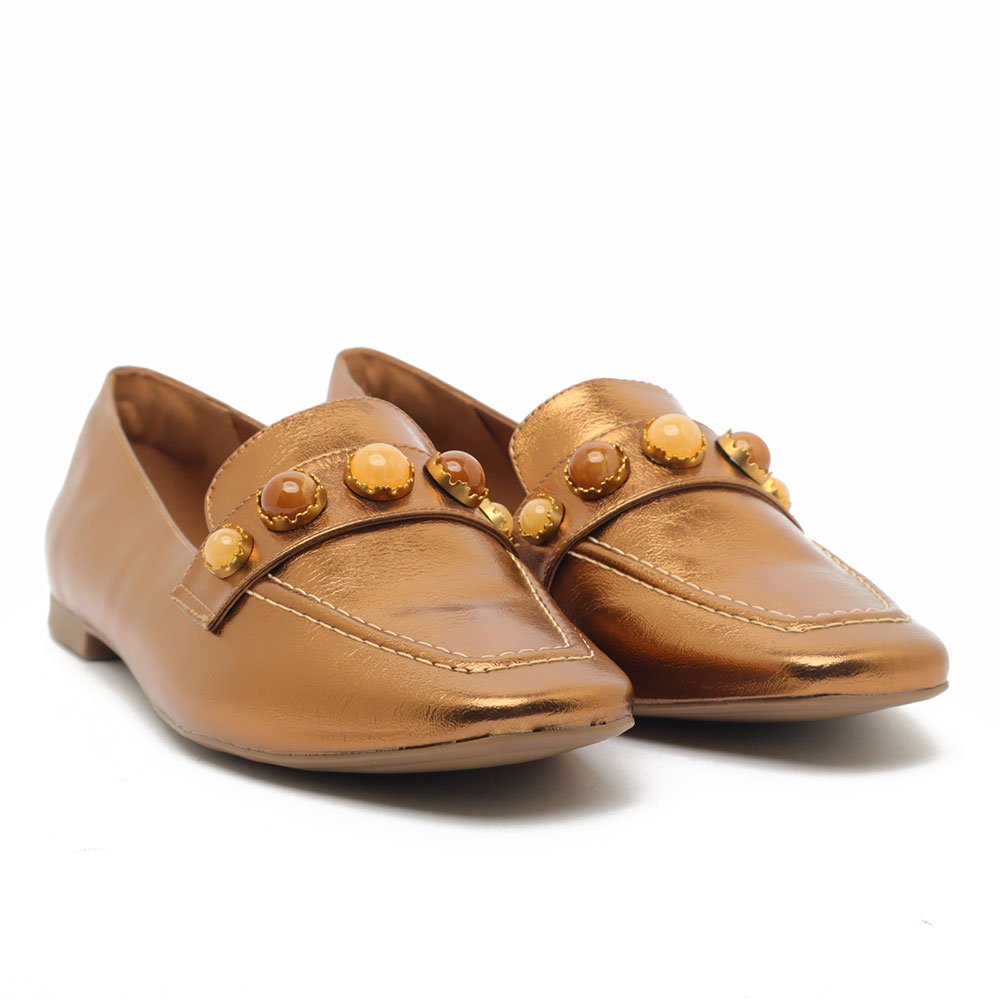 Mocassim Belluno Flat Pedras Bronze 3