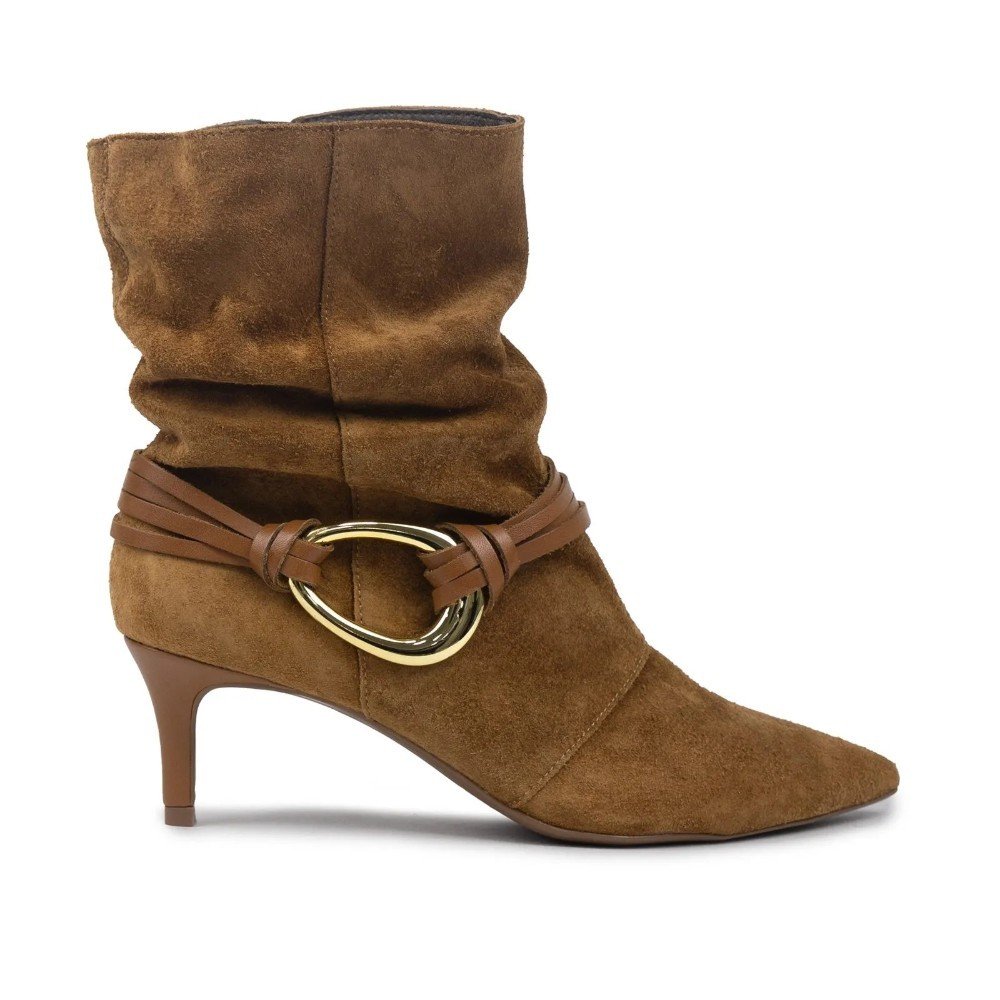 Bota Feminina Giulia Domna Salto Fino Médio Cano Franzido - Produto 37