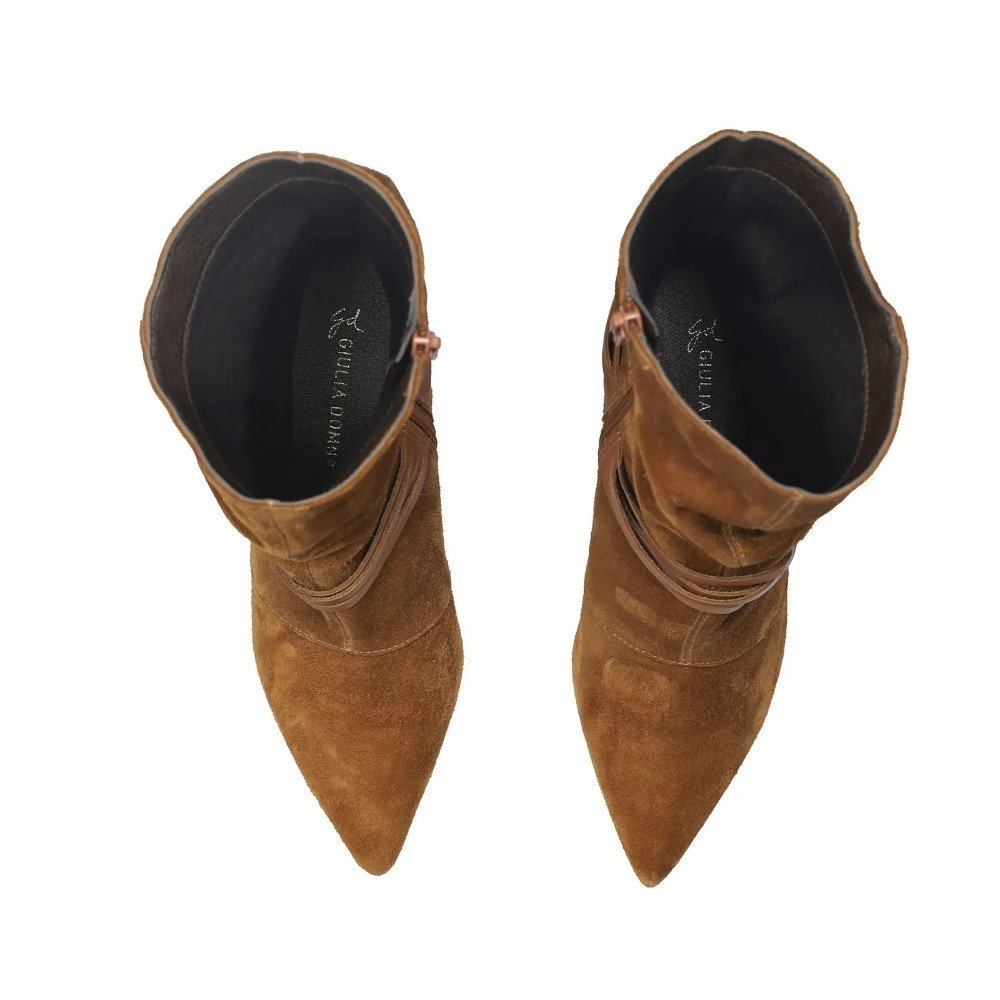 Bota Feminina Giulia Domna Salto Fino Médio Cano Franzido - Produto 37 Caramelo 4