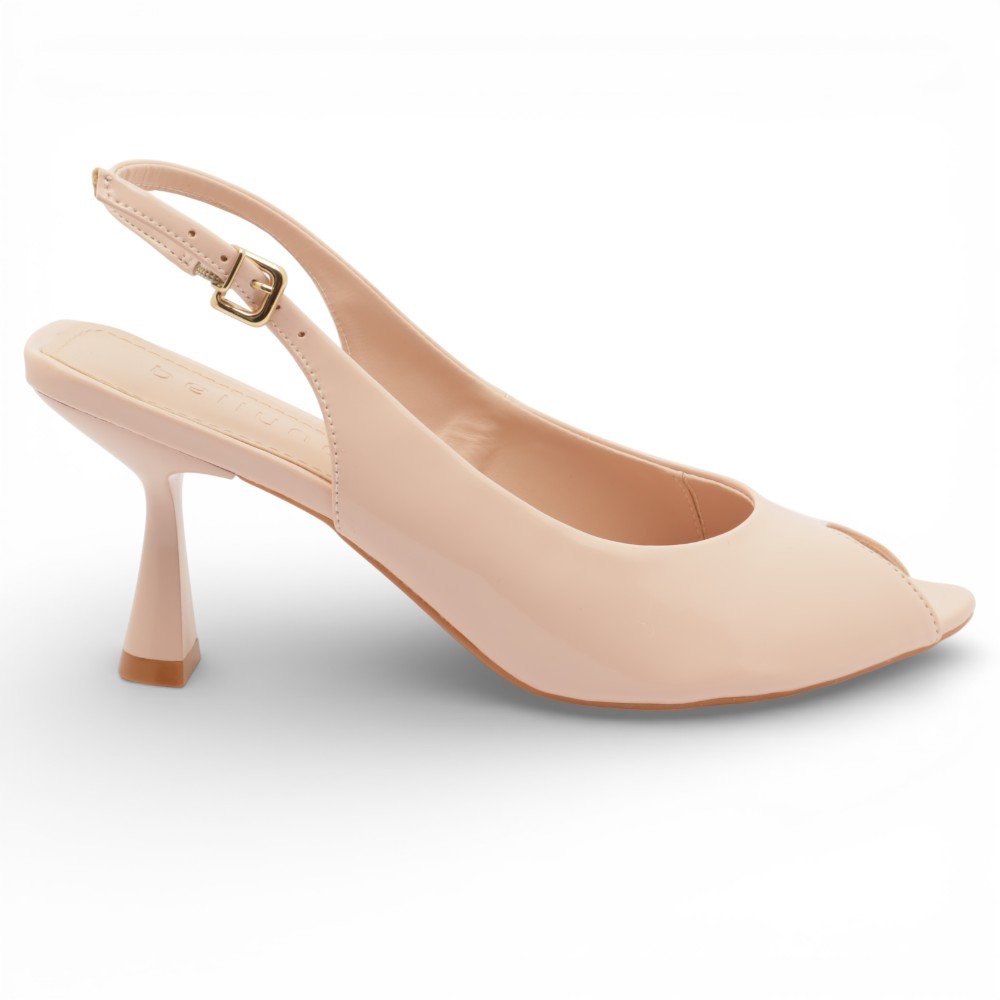 Slingback Belluno Salto Taça Alto Bico Folha Peep Toe