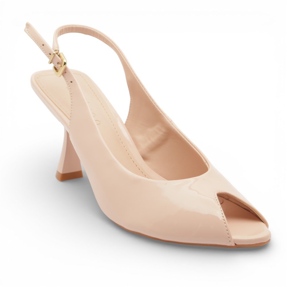 Slingback Belluno Salto Taça Alto Bico Folha Peep Toe Nude 2