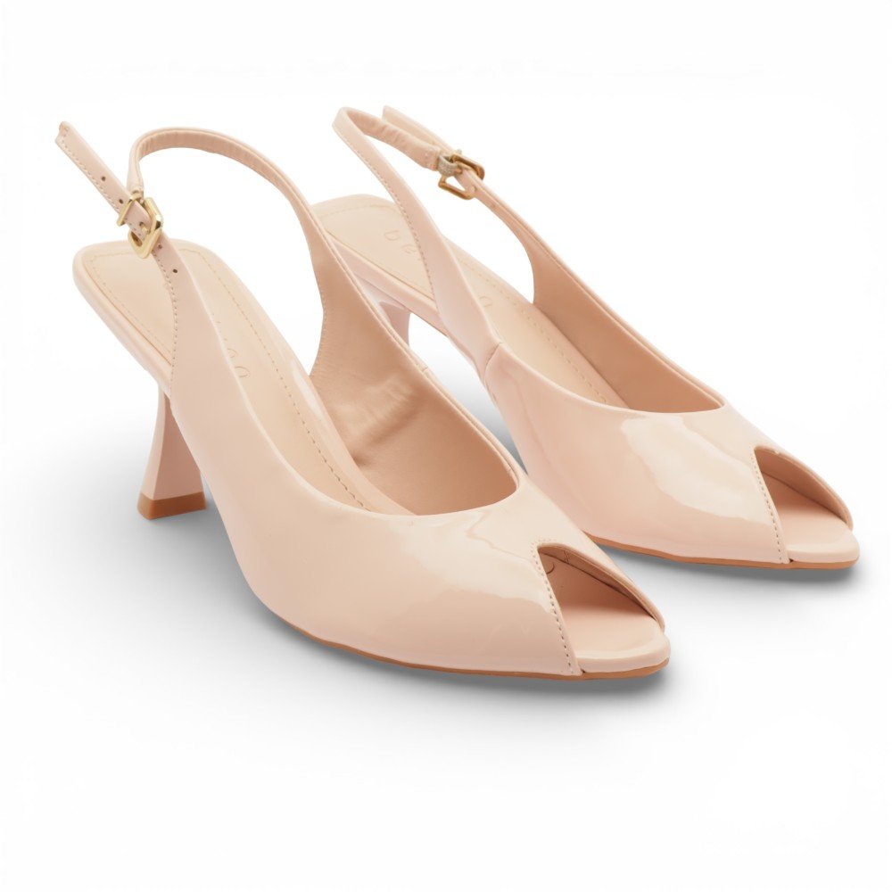 Slingback Belluno Salto Taça Alto Bico Folha Peep Toe Nude 3