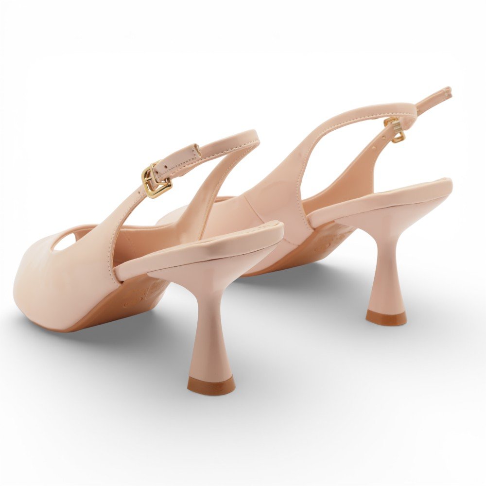 Slingback Belluno Salto Taça Alto Bico Folha Peep Toe Nude 4