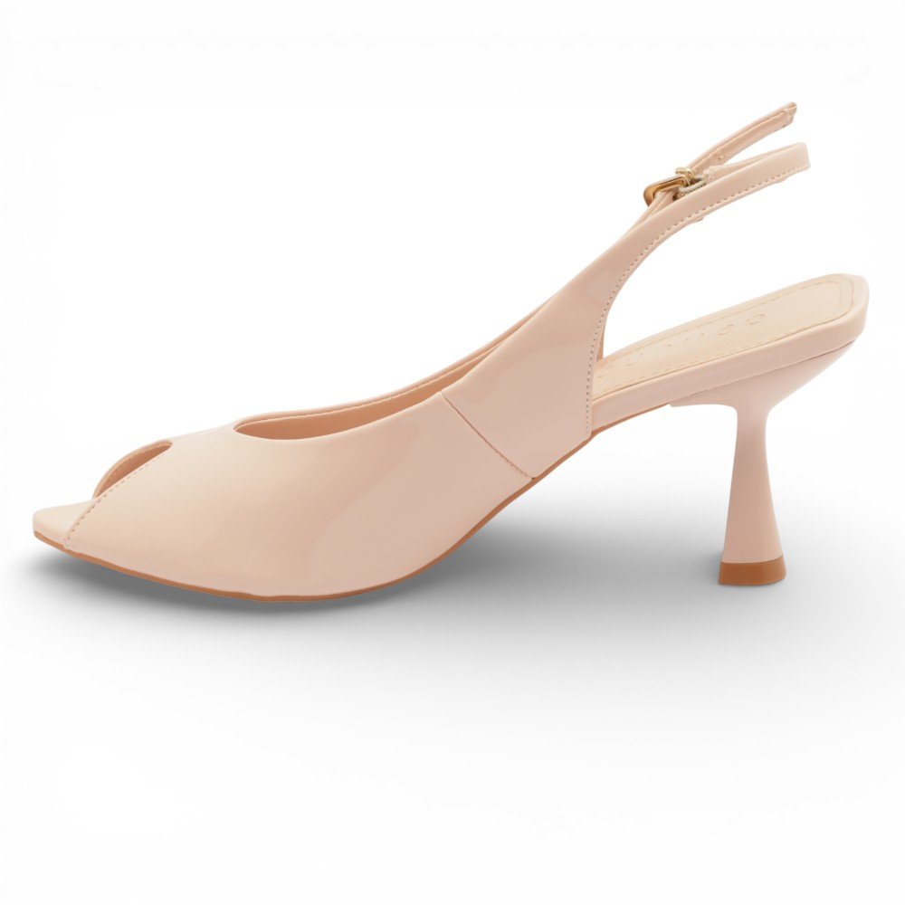 Slingback Belluno Salto Taça Alto Bico Folha Peep Toe Nude 6