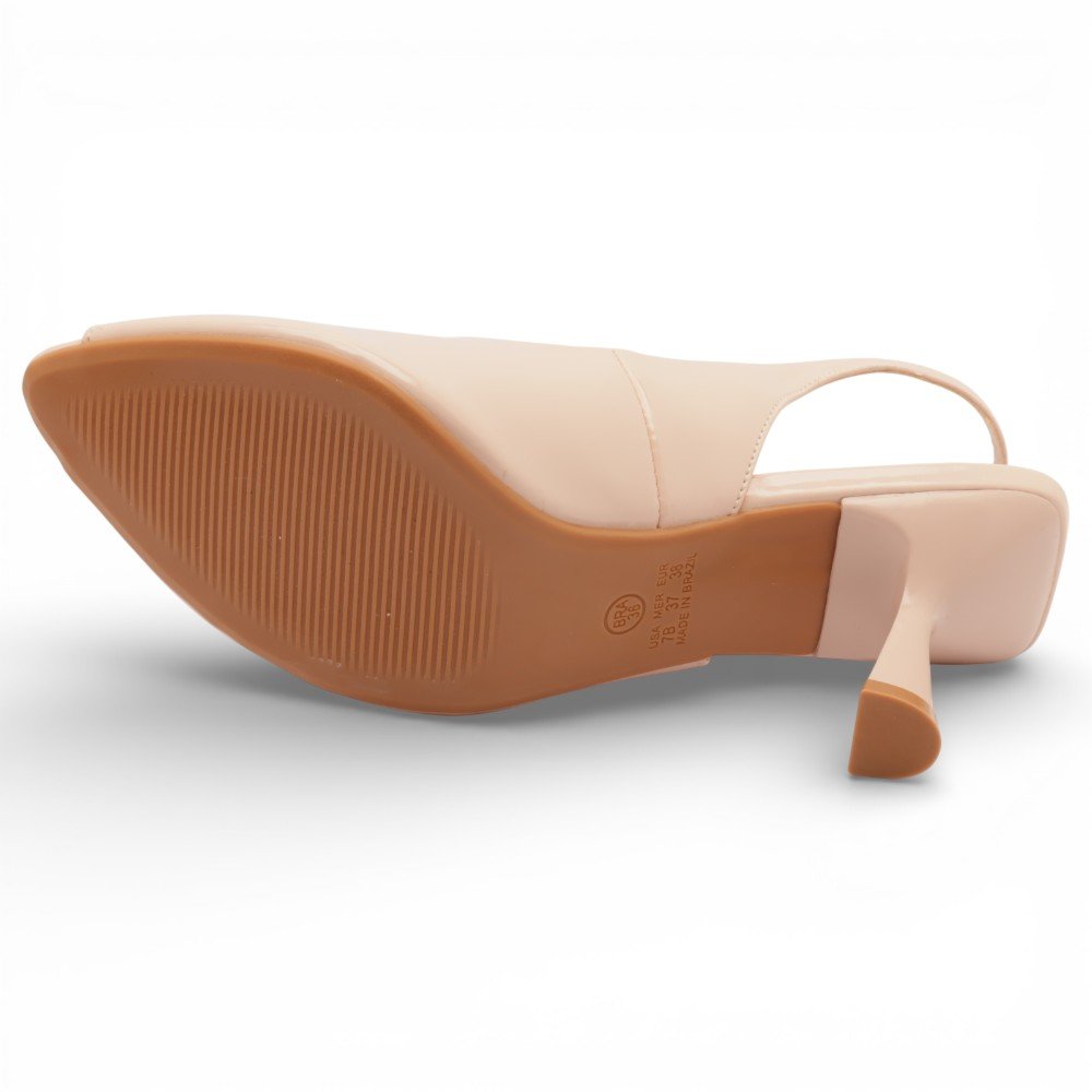Slingback Belluno Salto Taça Alto Bico Folha Peep Toe Nude 7