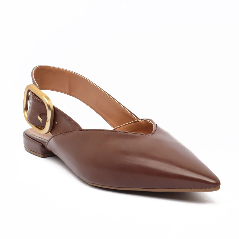 Sapatilha Slingback Belluno Bico Fino Fivela Marrom 2