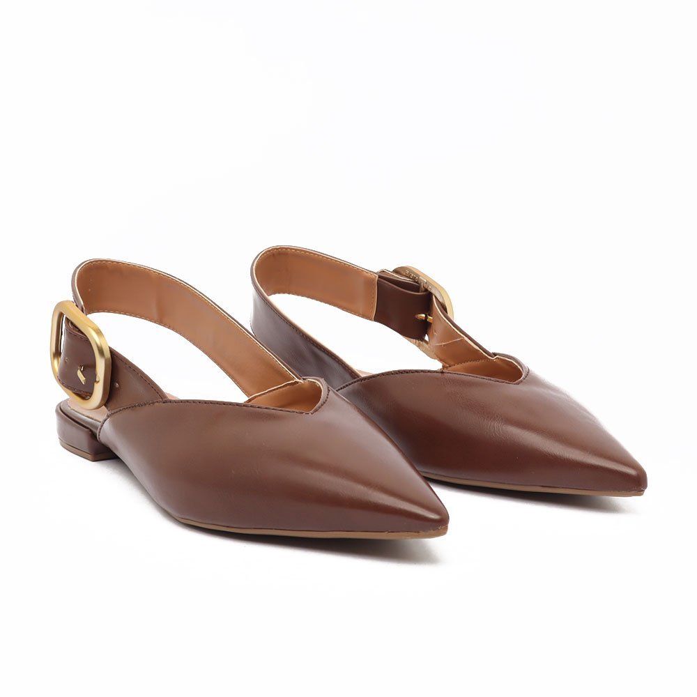 Sapatilha Slingback Belluno Bico Fino Fivela Marrom 3