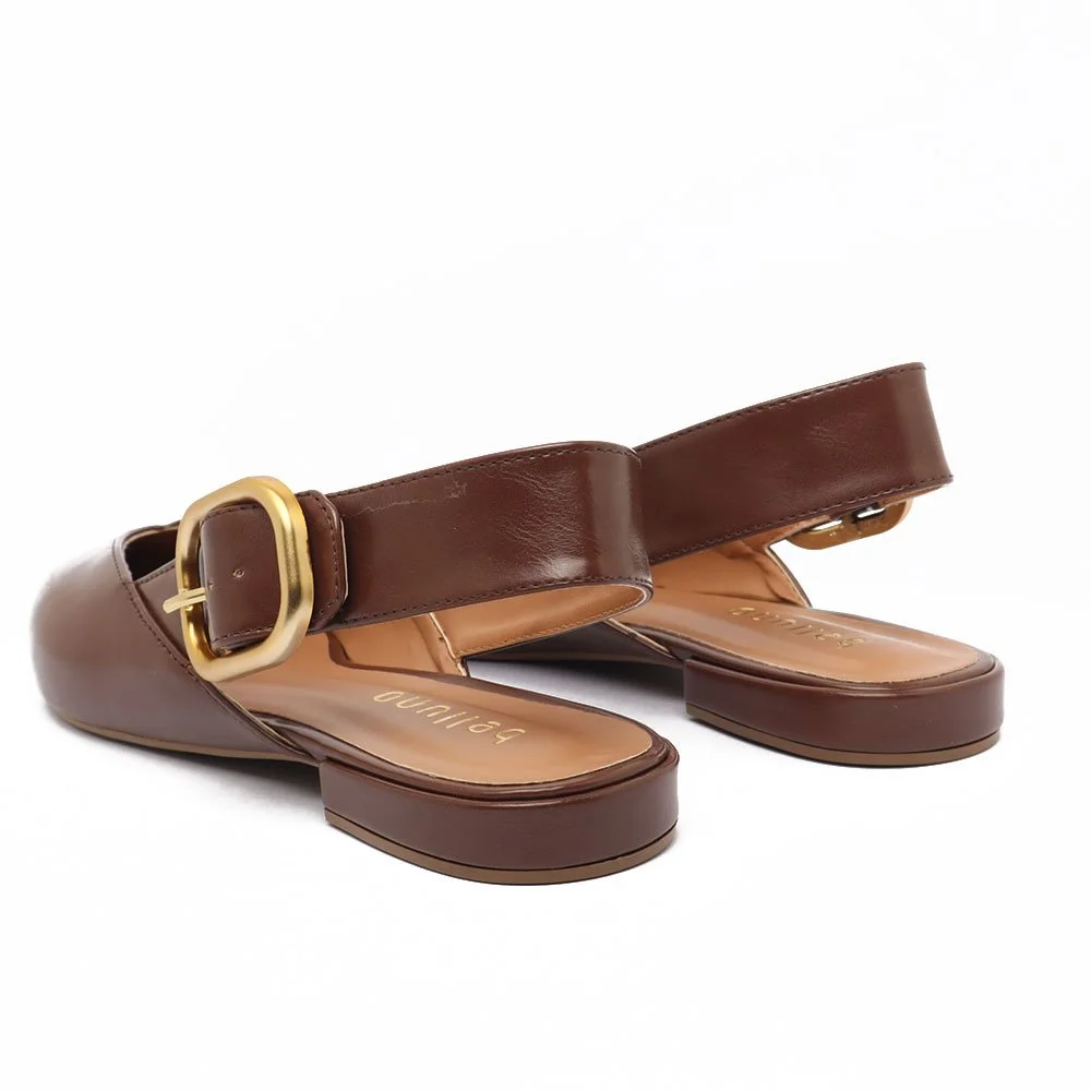 Sapatilha Slingback Belluno Bico Fino Fivela Marrom 4